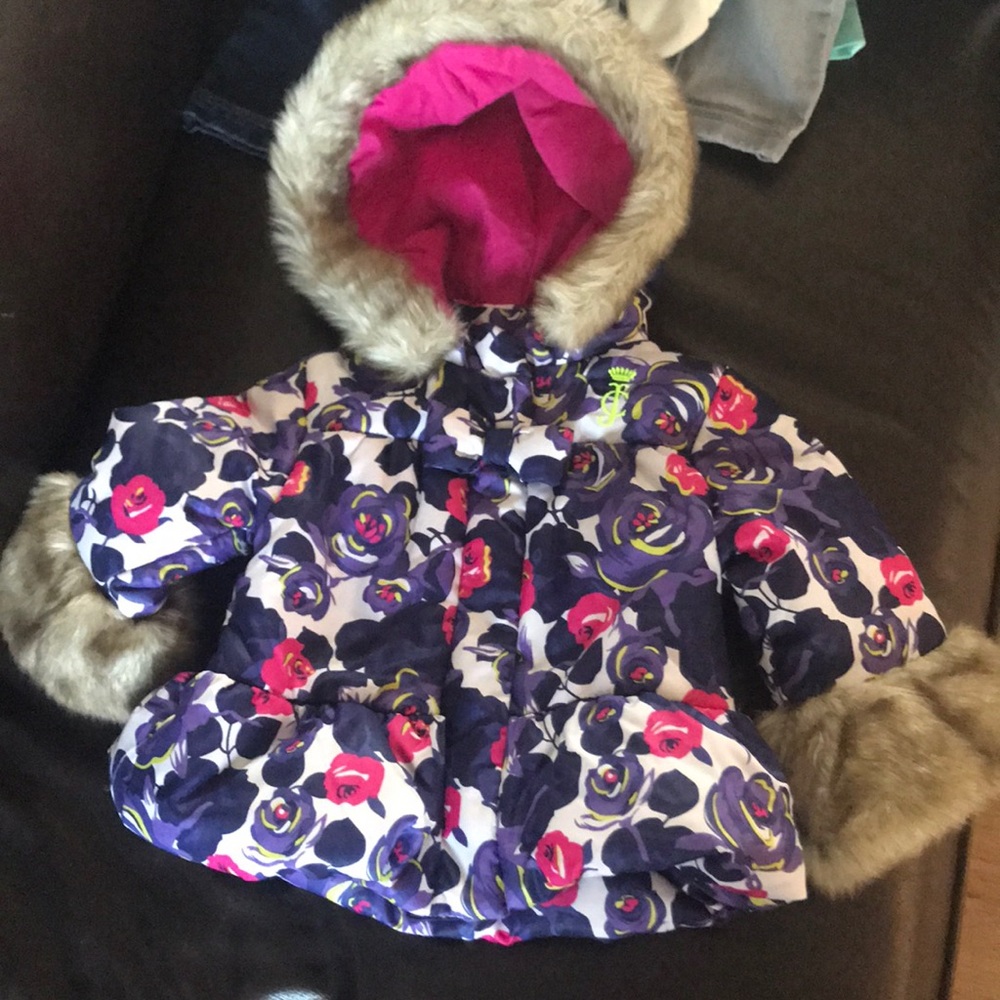 Juicy Couture faux fur trimmed coat - 12 months